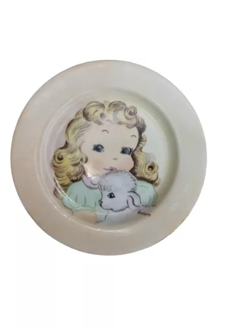 Selb Bavaria Small Plate With Child And Lamb Vintage Girl & Lamb