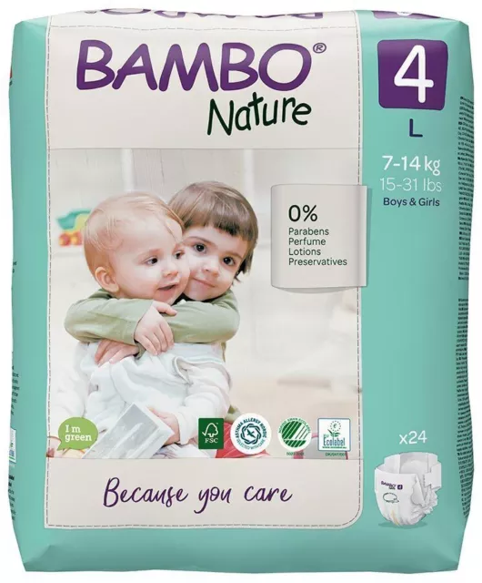 Bambo Nature - Babywindeln Gr. 4 Maxi  L  7-14kg  /1 Bag  bis 144 Stück BIGPack