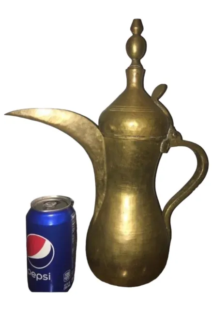Antique Large Brass Dallah Coffee Teapot Islamic Bedouin Arabic Persian Tea Pot