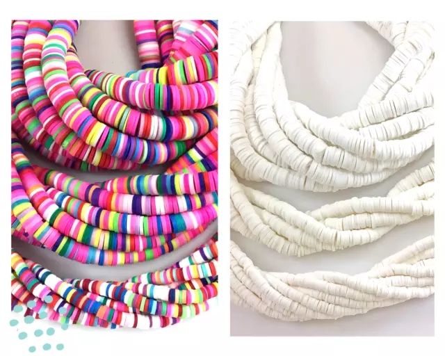 Soft African Vinyl Clay Heishi Disc Bead Polymer Vinyl Tribal 15" 4mm 6mm 8mm 10
