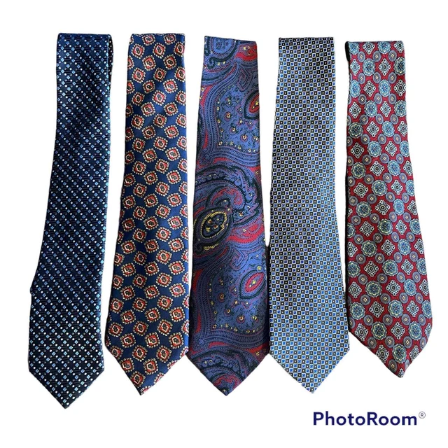 Lot of 05 Men's Silk Ties Ralph Lauren /Christian Dior/ JosABank/ Saks 5th Ave