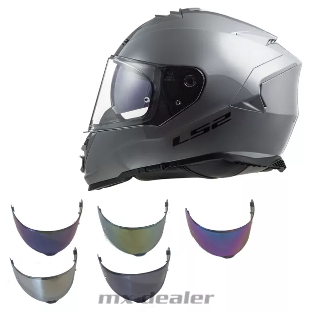 LS2 FF800 Tempête Solide Nardo Gris Brillant Moto Casque Intégral Viseur