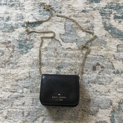 NWT Kate Spade card case on a chain Wallet Crossbody Black K5059