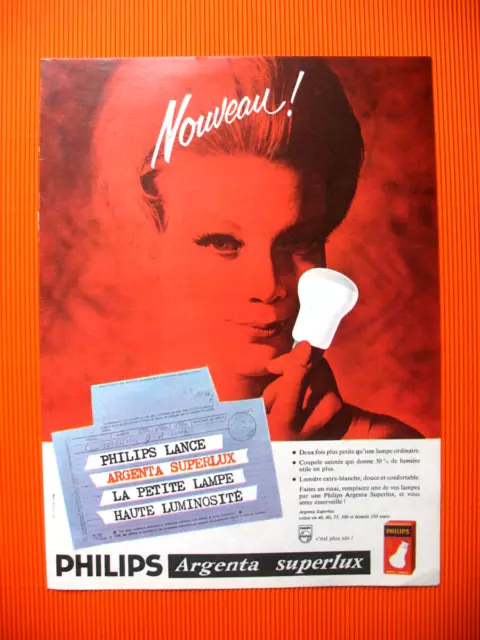 Publicite De Presse Philips Ampoule Argenta Superlux Lampe Eclairage Ad 1962