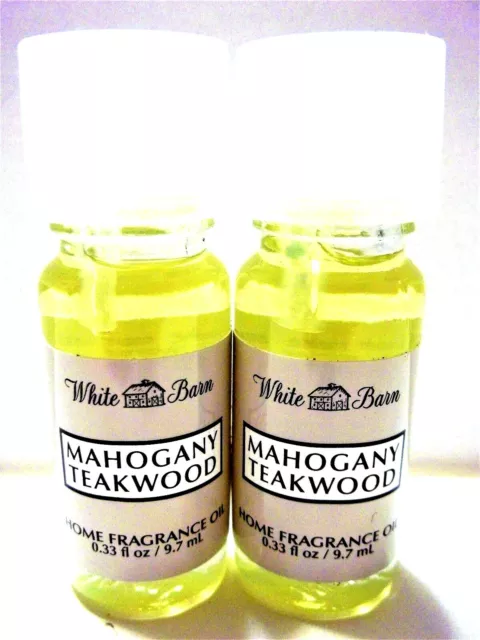 Bath Body Works White Barn MAHOGANY TEAKWOOD Home Fragrance Oil, NEW x 2