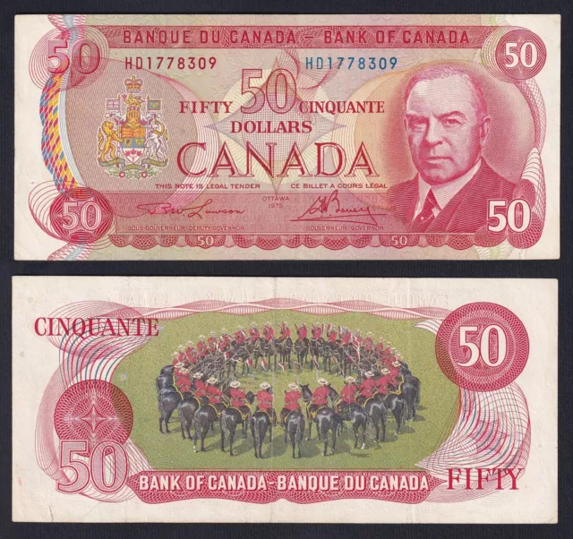 Banknotes Canada 50 Dollars 1975 P 90a Sup / Au B-10