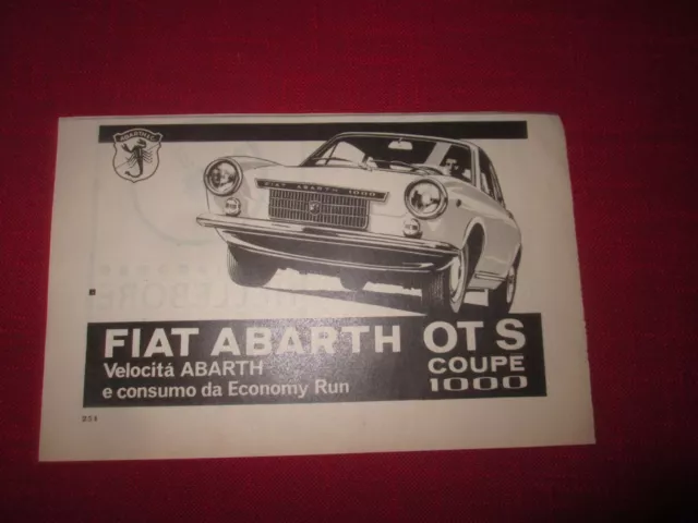 FIAT ABARTH OT S COUPE' 1000 ADVERTISING PUBBLICITA' Werbung