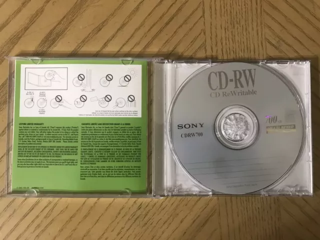 Sony CD-RW 700MB 80 Min Erasable Rewritable In Jewel Case Singles New