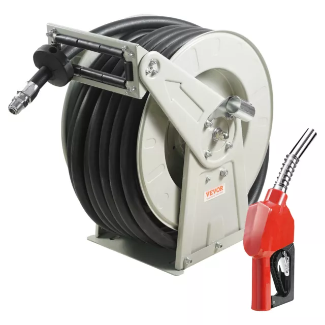 VEVOR Fuel Hose Reel Retractable 1" x 50' Diesel Hose Reel Auto Refueling Nozzle