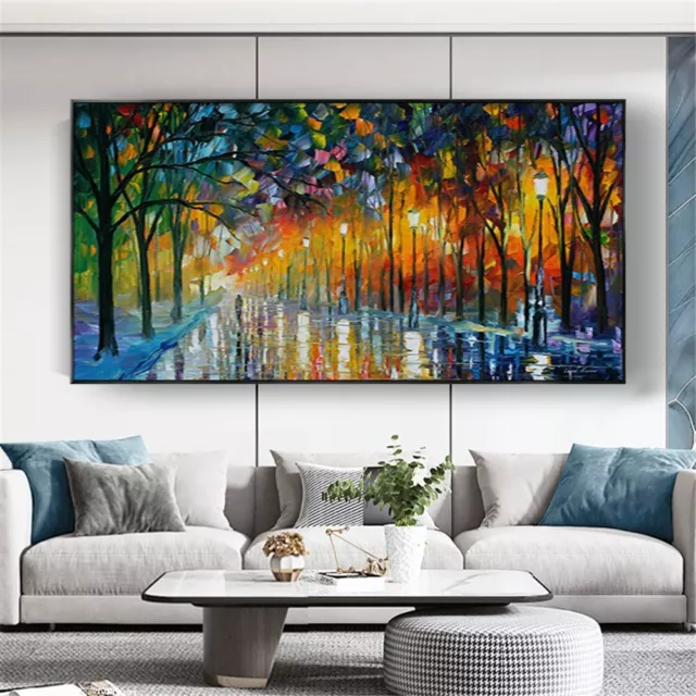 Handpainted Oil Painting On Canvas Knife Thick Oil Street View Modern Wall Art