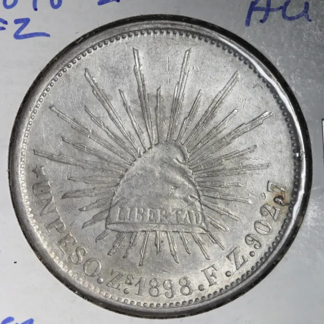 1898 ZS FZ Mexico Peso Sweet Silver Coin CHOICE AU+ E788