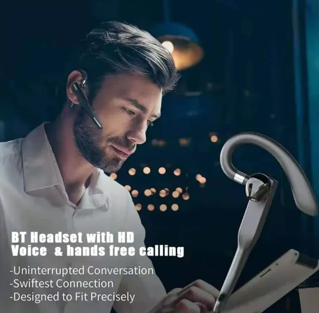 Trucker Wireless Headset Bluetooth 5.1 Earpiece Dual Mic Earbud Noise Cancelling 3