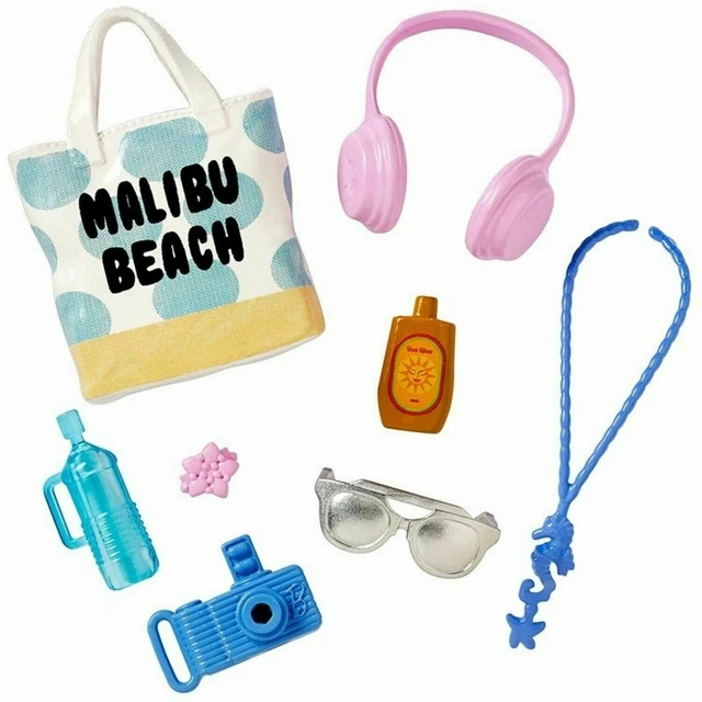 BARBIE Set Accessori: Borsa Abito Gioielli Vestiti Scarpe Occhiali DWD69 MATTEL