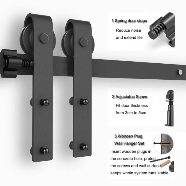 6-20FT Sliding Barn Door Hardware Closet Track Rail Kit For Single/Double Doors