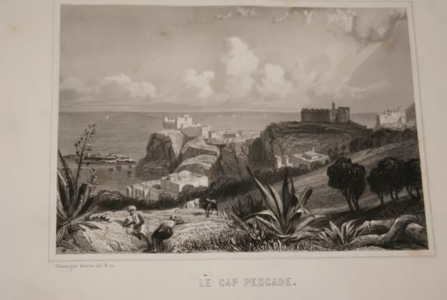 Gravure Sur Acier Algerie Le Cap Pescade 1844  Rouargue A10