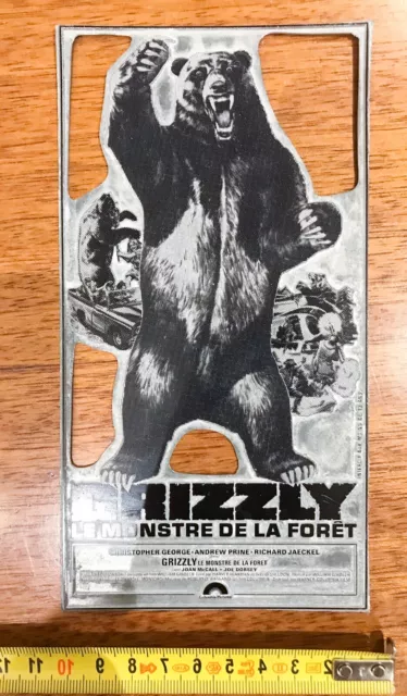 GRIZZLY LE MONSTRE DE LA FORÊT Plaque d'imprimerie cinéma GIRDLER - HORROR