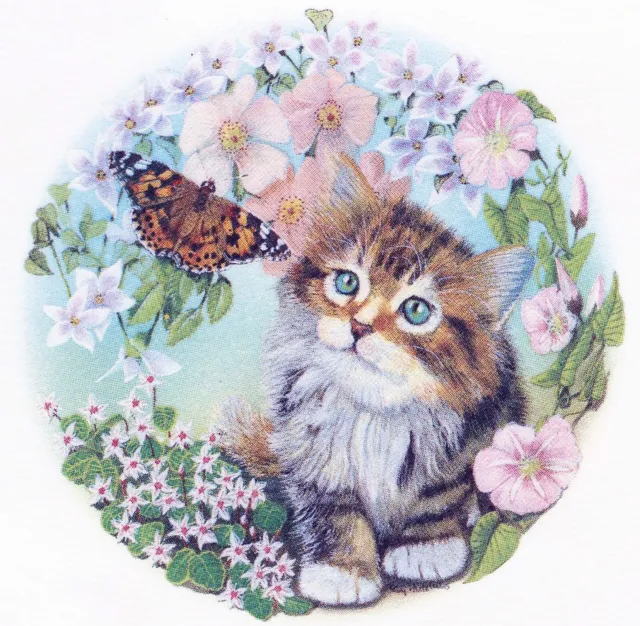 Calcomanías de cerámica para tobogán acuático gato gatito mariposa jardín de talla A