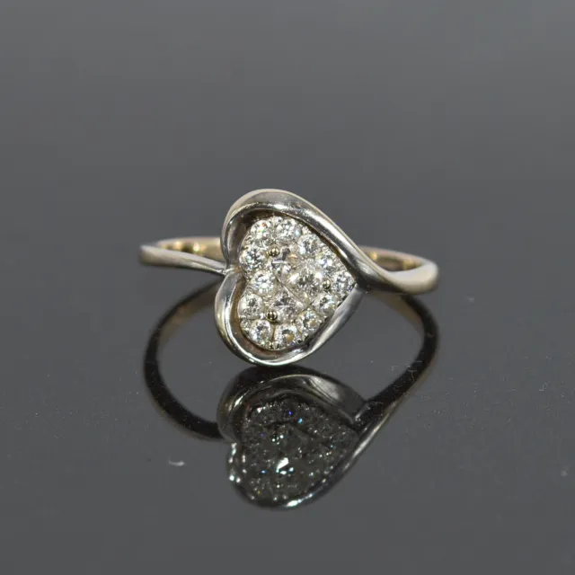 18ct Solid White Yellow Gold Hallmarked Natural Genuine Diamond Heart Ring