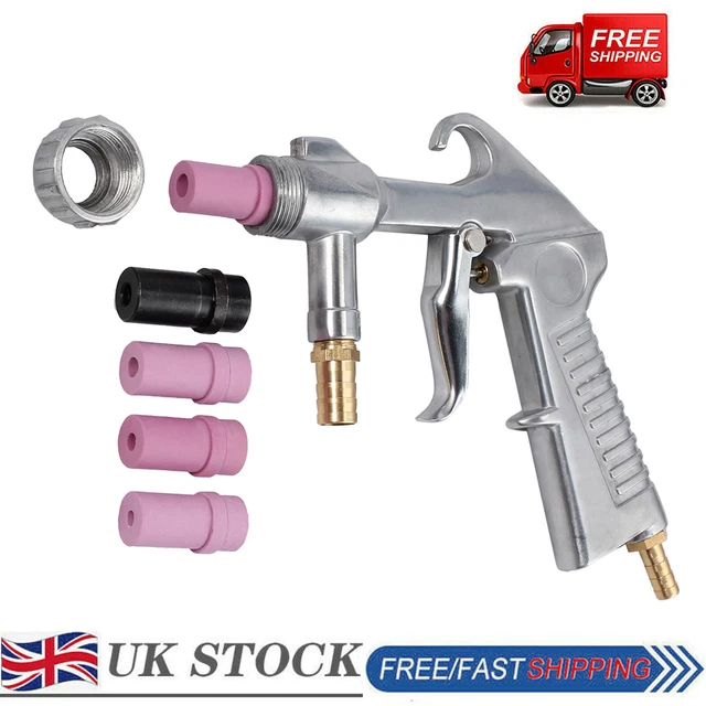 SAND BLASTING GUN Sandblaster + 4X Ceramic Nozzles + Extra Iron Nozzle