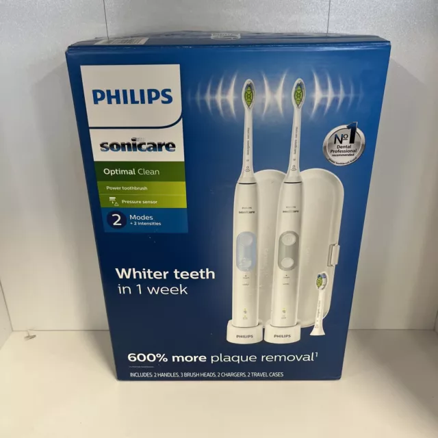Philips Sonicare Optimal Clean Electric Toothbrush 2 Pack HX6829/30 NEW open box