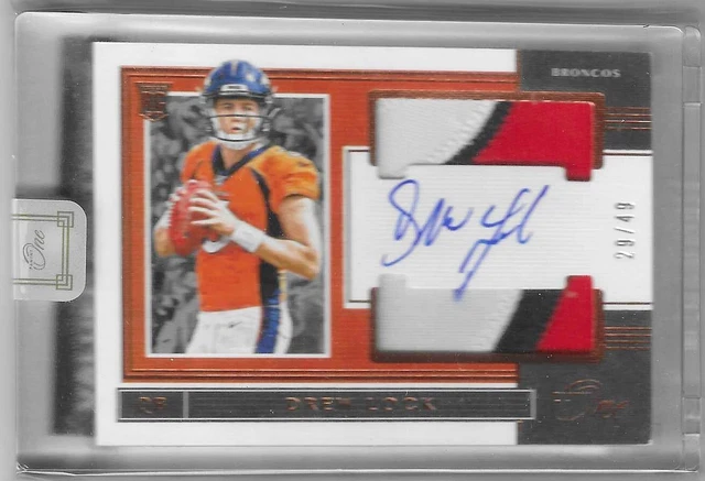 2019 Panini One Drew Lock 29/49 Autograph Patch Rookie DENVER BRONCOS