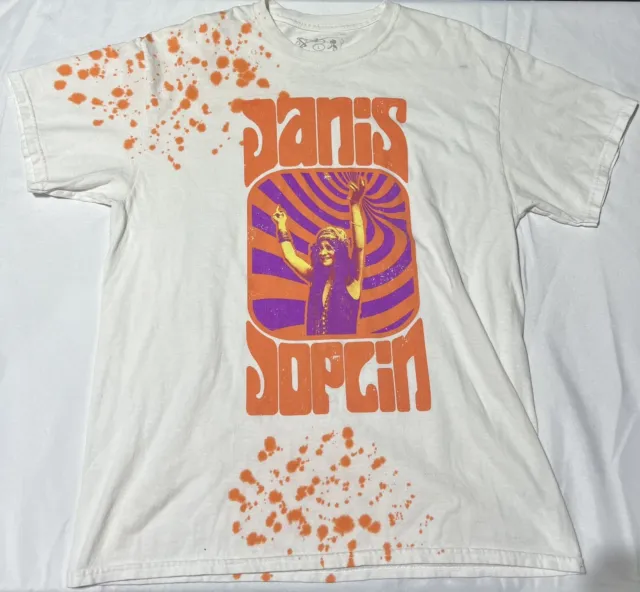 Janis Joplin Orange Psychedelic T-Shirt Size Large