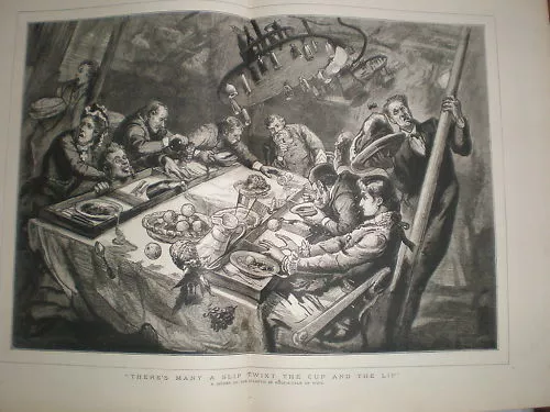 Dinner on the Atlantic in a half-gale 1879 print