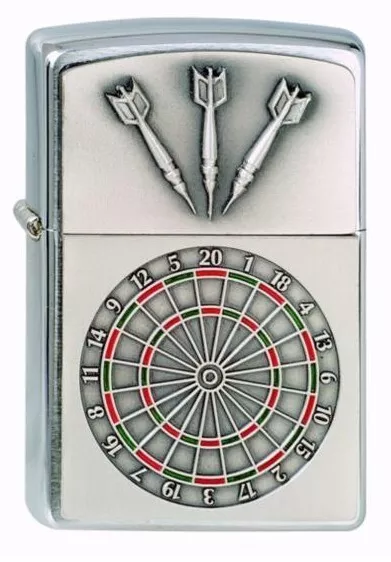 ZIPPO "DARTBOARD" CHROME EMBLEM LIGHTER DART GAME / 1300091 ** NEW in BOX **