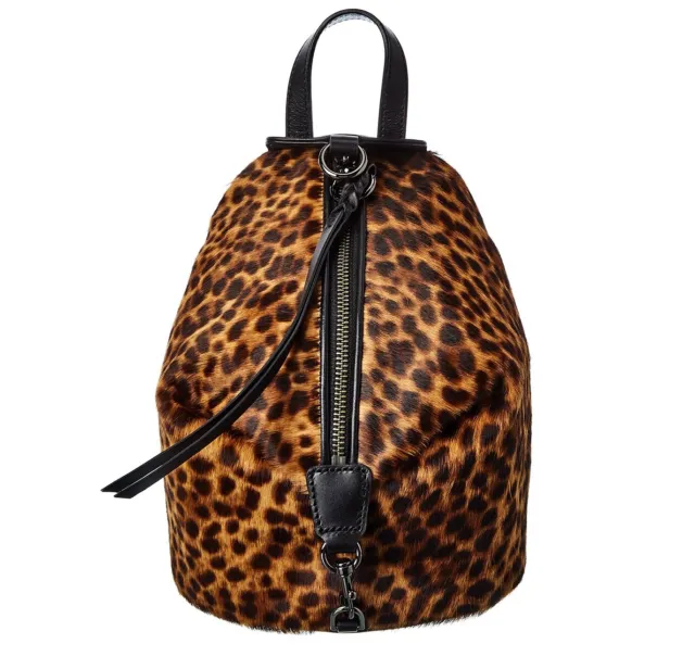 NWT REBECCA MINKOFF Julian Mini Mohair Leopard Leather Backpack $298+ AUTHENTIC