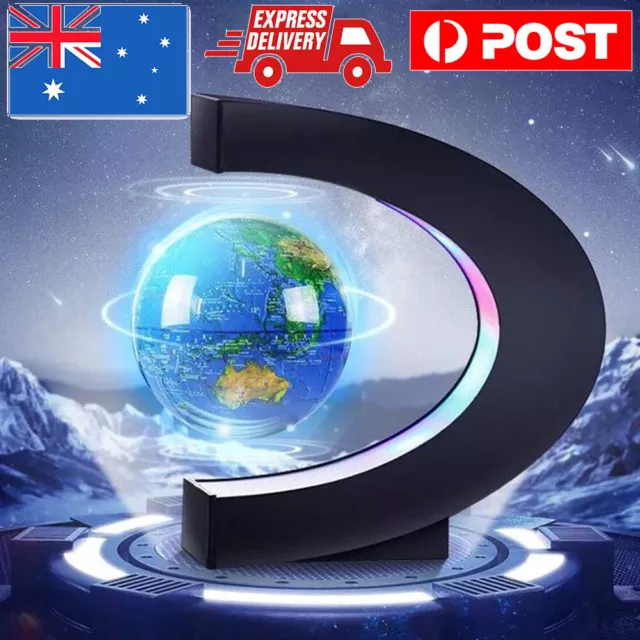 NEW C Shape LED World Map Decoration Magnetic Levitation Floating Globe Light AU