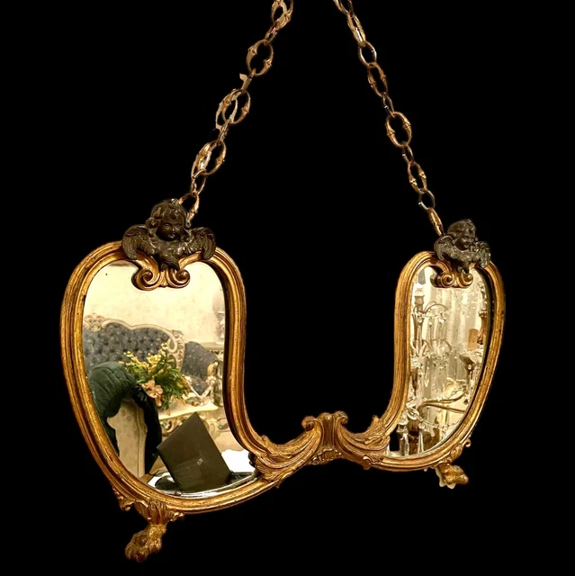 Espejo Tarjetas de Altar En Bronce Dorado 1701 Con 1800