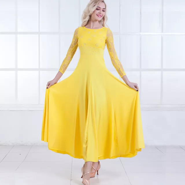 Latin Ballroom Dance Dress Modern Salsa Waltz Standard Long Dress#N084 6 Colors