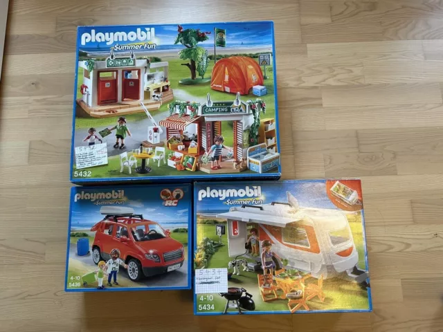 Playmobil Campingplatz 5543 + Auto 5436 und Wohnwagen 5434