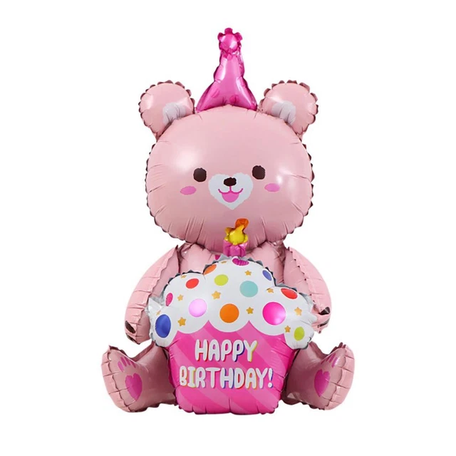 Velas de colores 3 capas pastel de cumpleaños globos globo oso pequeño (oso rosa)