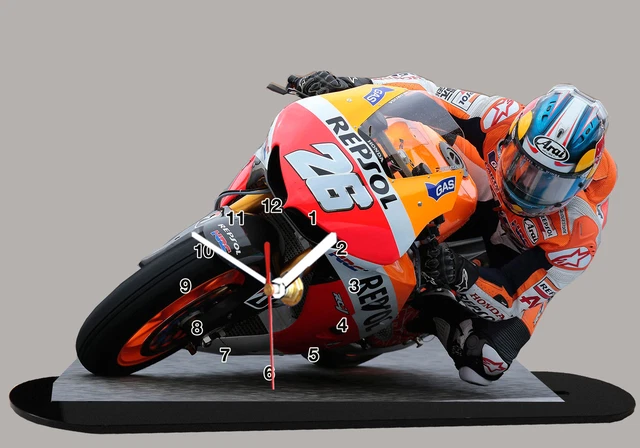 Moto Miniature Horloge - Johnny Cecotto Moto GP - Yamaha - France - 20x30cm