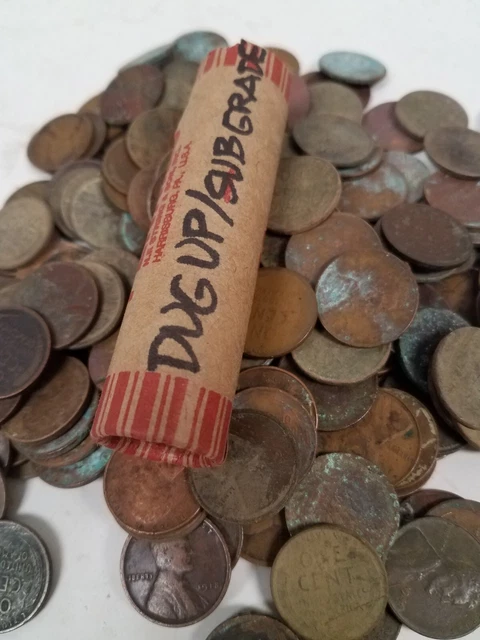 13201 Roll Of 1909-1958 Dug Wheat Pennies Lincoln Cents Coins Over 65+ Years Old