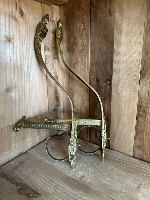 Vintage French Chateau Brass Curtain Pole Holders (will hold large 2" Pole)