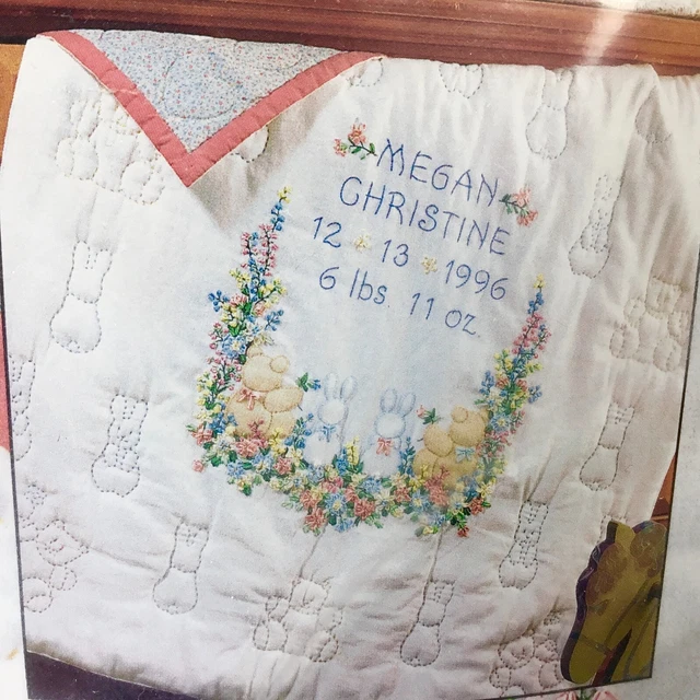 Kit de cinta de seda Bucilla de colección bebé edredón top oso NUEVO bordado 41286