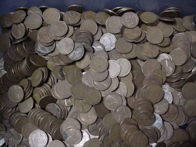 1000 (7.7 Lbs) 1909-1958 P,D,S Lincoln Wheat Cent/Penny Lot 200 Pre 1940 Coins