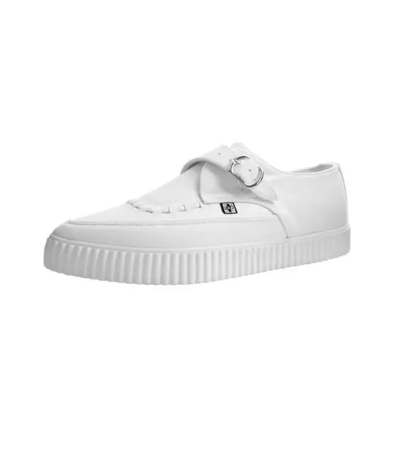 Zapatos blancos TUK Shoes White Monk Buckle Pointed Creeper Sneaker A9281