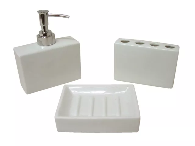 (35518) Conjunto Baño 3 Piezas Accesorios Sobremesa Lavabo Rectangular Porcel