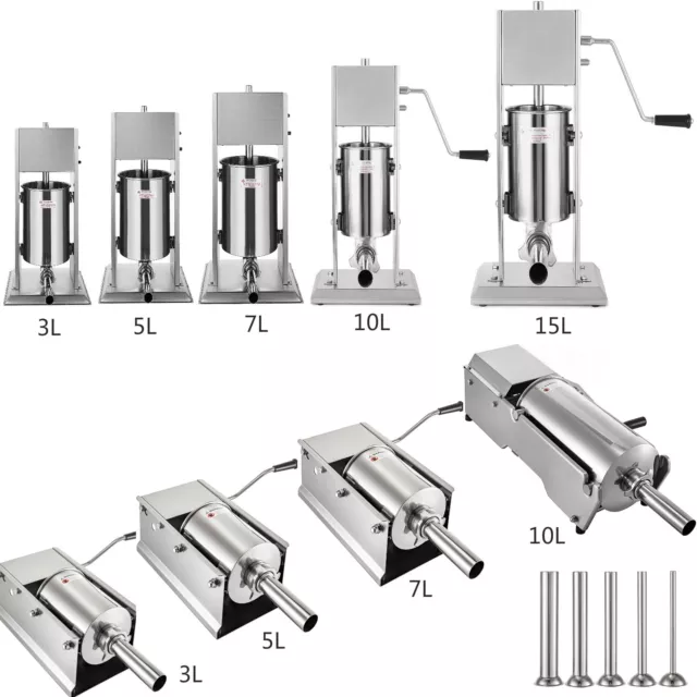 VEVOR 3/5/7/10/15L Sausage Filler Stuffer Vertical/Horizontal Meat Salami Maker