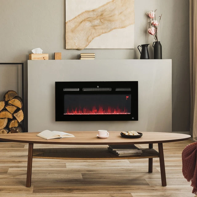 36" 1500W Recessed and Wall Mounted Electric Fireplace Insert w/ Remote