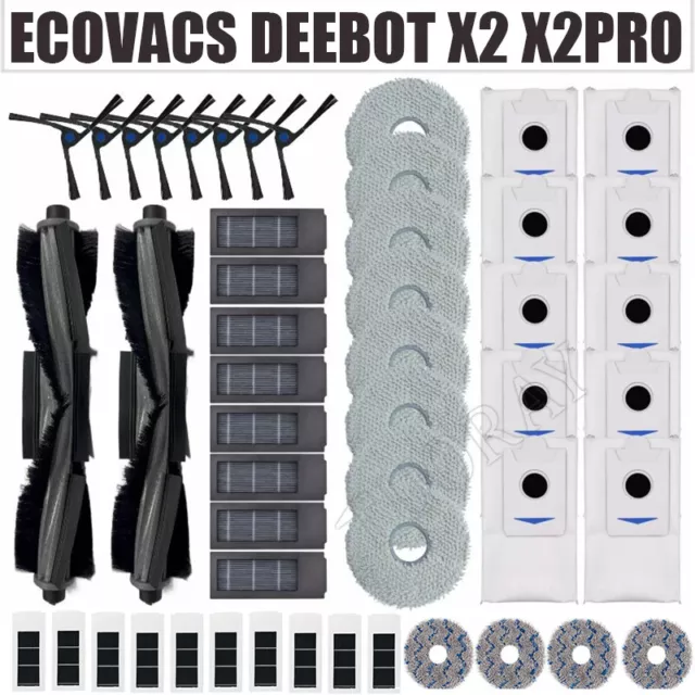 For Ecovacs X2/ X2 Pro/ Debot X2 Omni Main Side Brush Filter Mop Dust Bag Parts