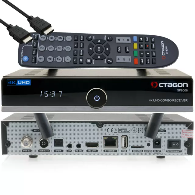 Octagon SF8008 Linux 4K Combo Récepteur UHD E2 DVB-S2X & Dvb-C / T2 USB WLAN
