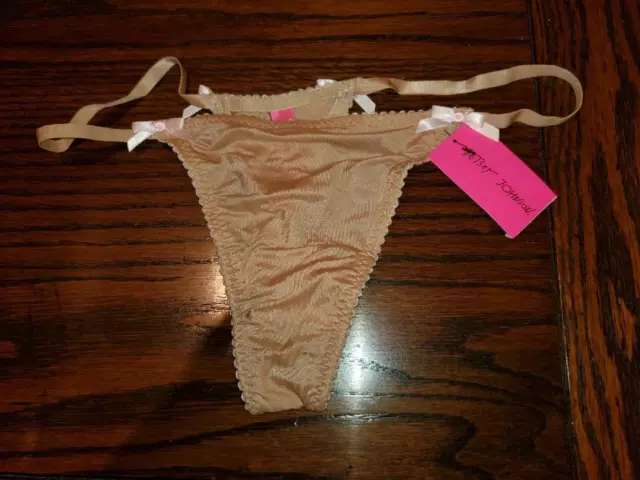 Nwt Betsey Johnson Microfiber Slinky String Thong Panties Nylon/Spx Bge 722513 L