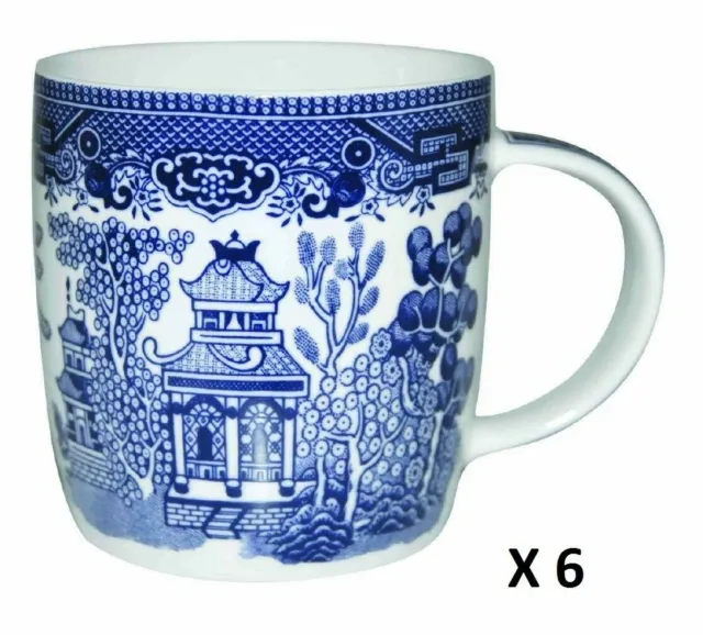 Set Of Six Churchill Blue Willow China Plate Mug Tea Cup Saucer Bowl Dinner