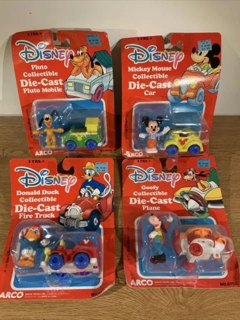 Lot Set Of 4 Vintage Arco (Disney) "MICKEY MOUSE" Collectible Die-Cast Car