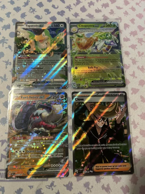 lot de 4 cartes pokemon destinée de paldea FR NEUF Full Art  Ex