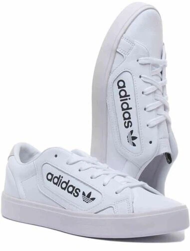 ADIDAS Sleek Cupsole Lacet Décontracté Baskets en Blanc Noir Taille UK 3 - 8 5